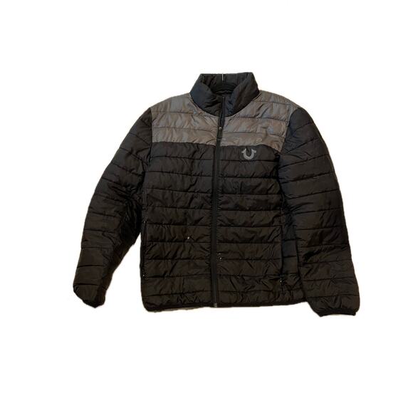 True Religion Black Puffer Jacket Mens M - Picture 1 of 4